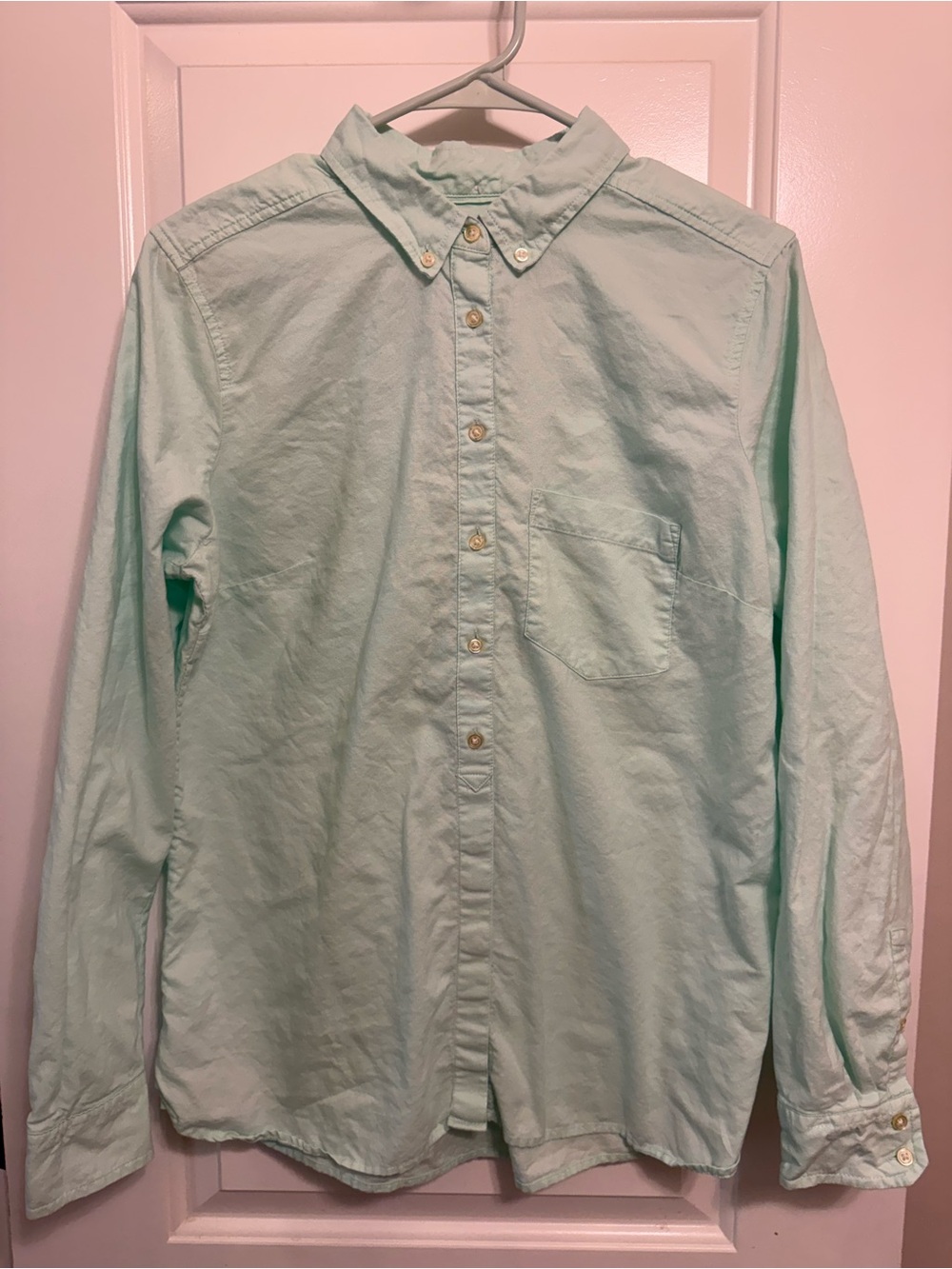 GAP Women's Light Mint Shrunken Boyfriend Button-Down Shirt